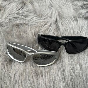 Stylish Silver and Black Sunglasses Set